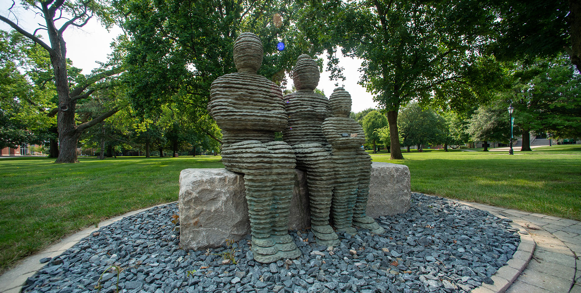 Family statue on quad