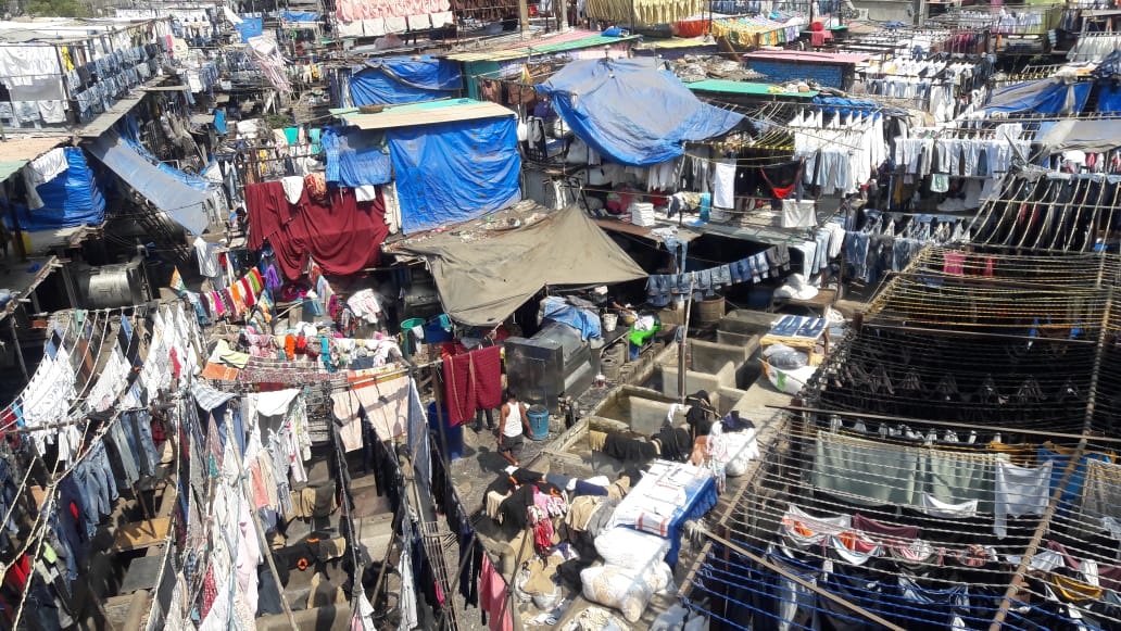 Outdoor laundromat, Mumbai, India