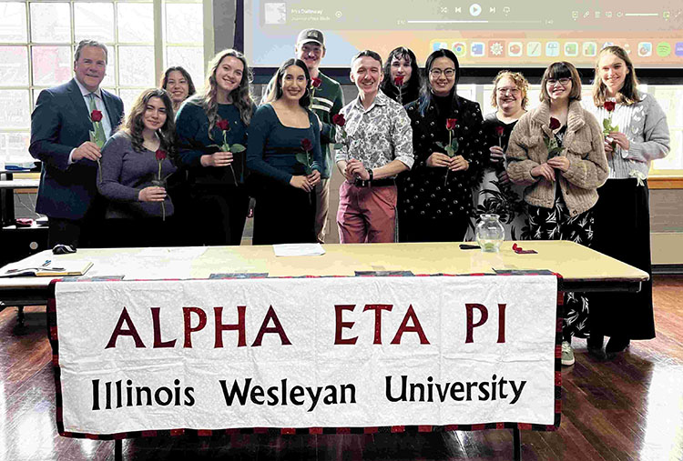 Group of English students with President Zenger 