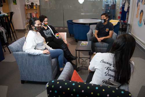 Students and members of the Office and Diversity staff visit in October 2020.