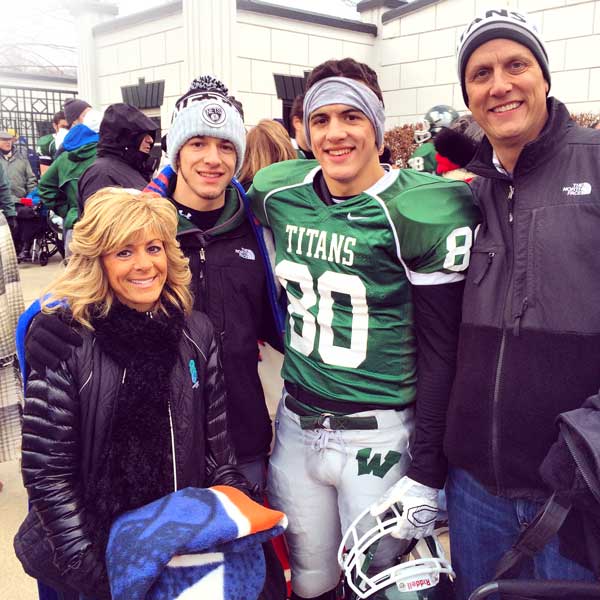 Andrew Apel ’18 (second from right) received Parent Fund support after the death of his father, Scott (far right).