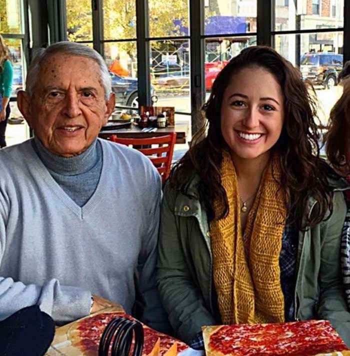 Toni Tortorella ’21 with her abuelo, while wearing her necklace gifted by him.