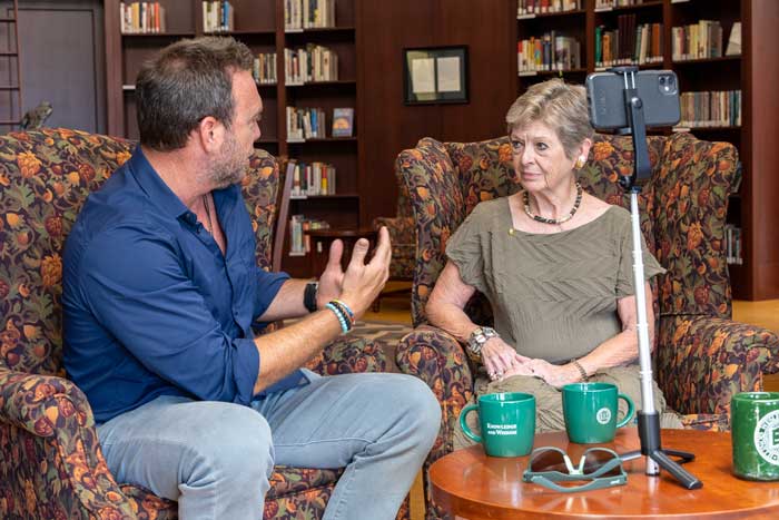 Boylan and President S. Georgia Nugent discussed what makes IWU special during “Coffee with the President.”