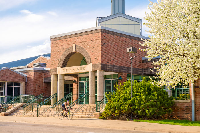 Photo of the exterior of the Shirk Center