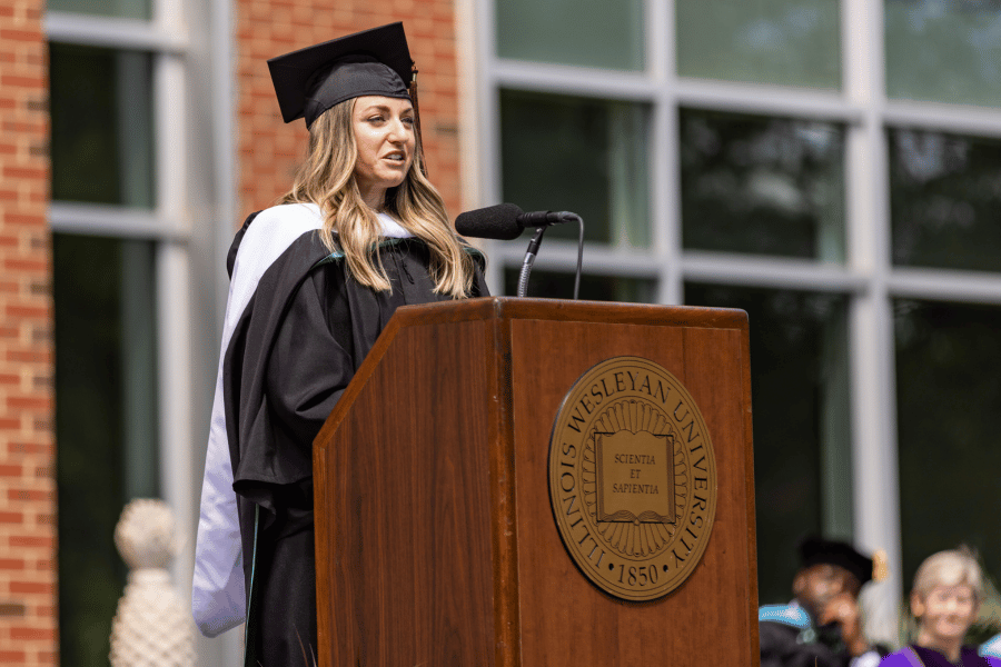 Author TJ Newman speaks to graduates at IWU's 2024 commencement