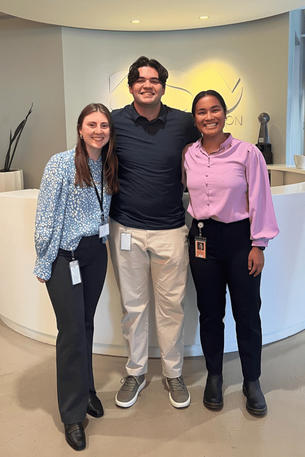 2024 graduates Peter Cresci, Launi Chanthaboury and Hannah Trousdale on their first day at Kelly Scott Madison