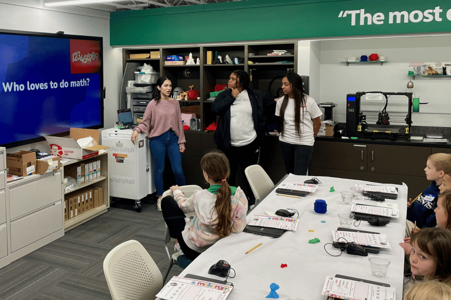 IWU ChangeMaker students give a presentation to Corpus Christi students during a STEM workshop