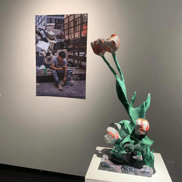 sculpture and photography currently on display in Wakeley Gallery at IWU