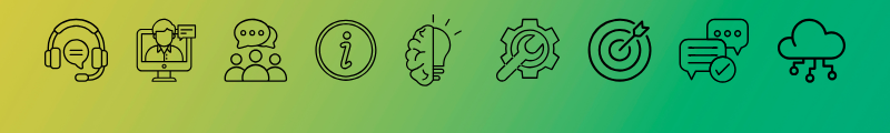 a collection of educational technology icons on a green and yellow background
